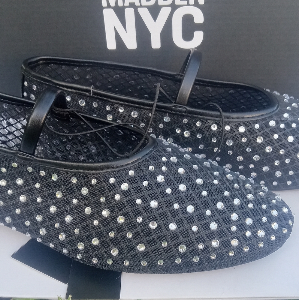 Madden NYC Black Mesh Studded Flats - Picture 6 of 8